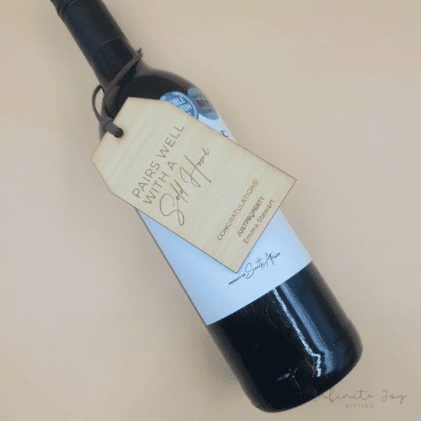 Wine with Wooden Tag