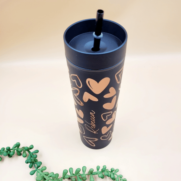 Personalised Skinny Acrylic Tumbler (Hearts) - Image 4