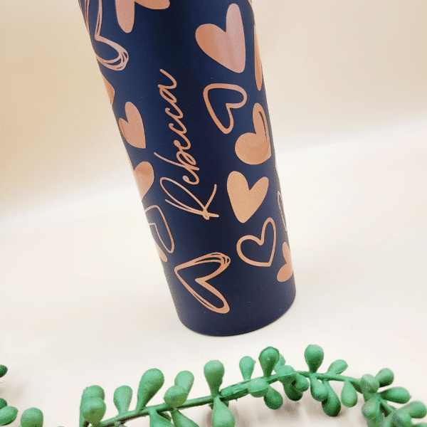 Personalised Skinny Acrylic Tumbler (Hearts) - Image 3