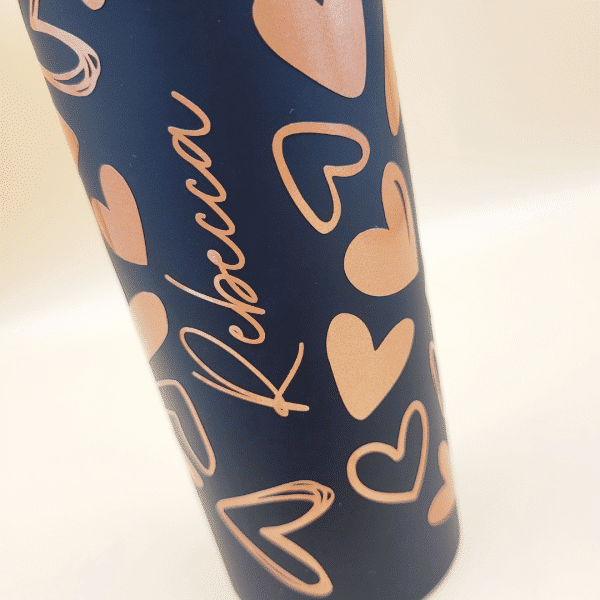 Personalised Skinny Acrylic Tumbler (Hearts) - Image 2