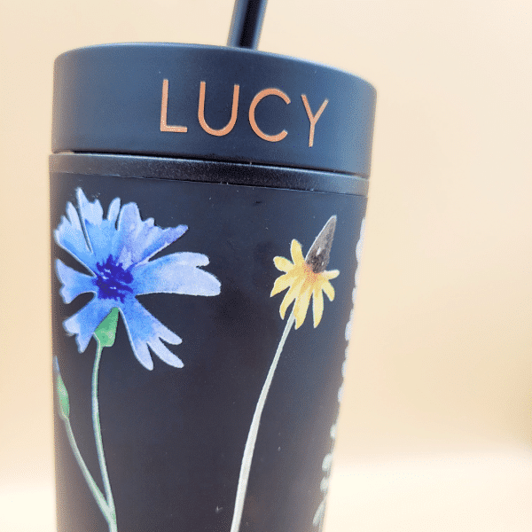 Personalised Skinny Acrylic Tumbler (Floral) - Image 3