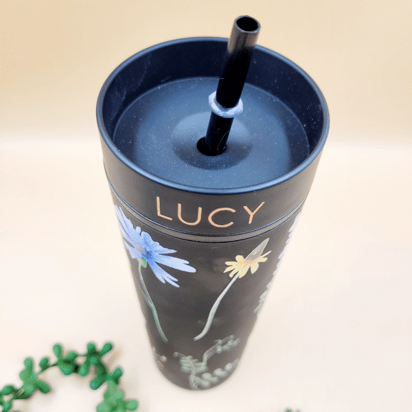 Personalised Skinny Acrylic Tumbler (Floral) - Image 4