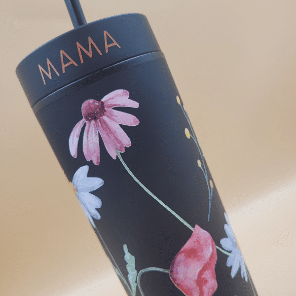 Personalised Skinny Acrylic Tumbler (Floral) - Image 6