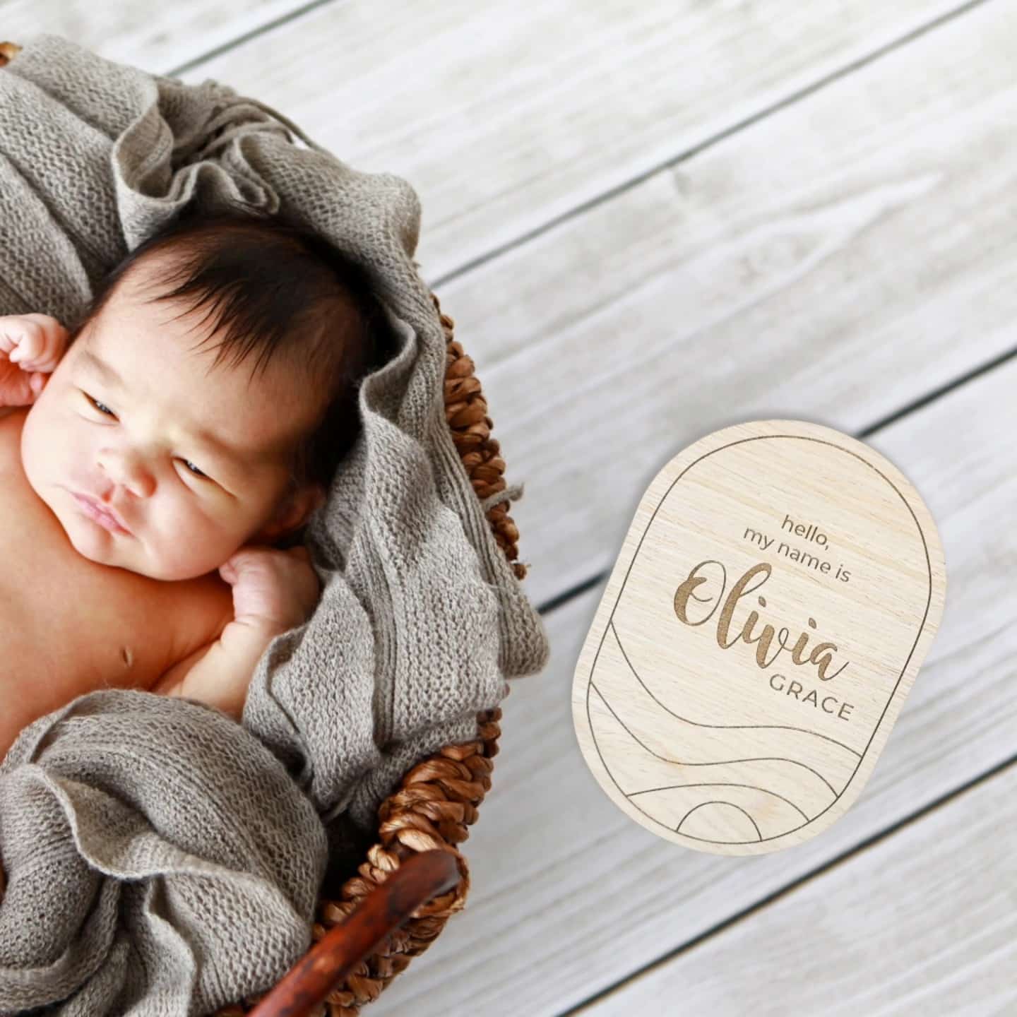 Baby Name Sign (Geometric Oval) - Image 2