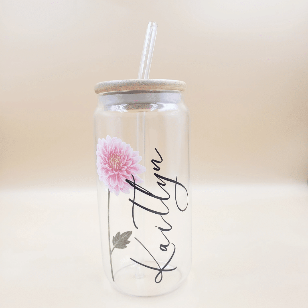 Birth Month Flower Glass Tumbler - Image 3